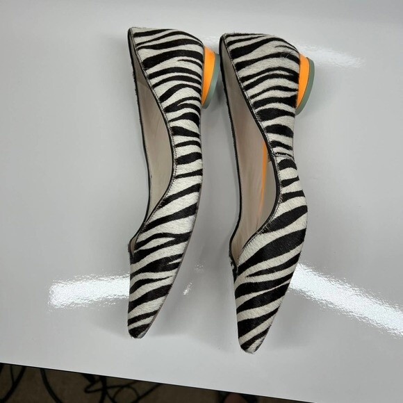 Sophia Webster Loca Zebra Printed Calf Hair Flats Size 37 baddie  retro boho - Picture 12 of 14